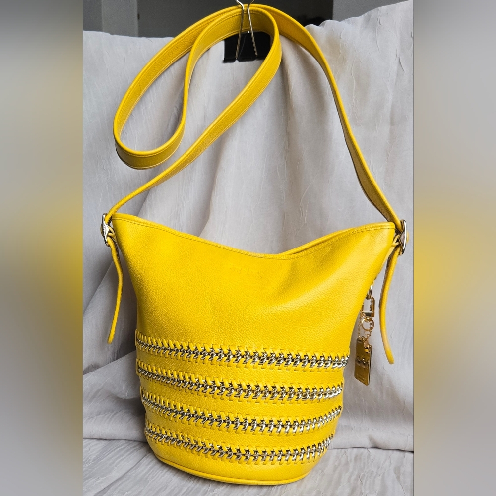 Rare Coach Leather Chain Whiplash Whipstitch Crossbody Mini Duffle Bag
